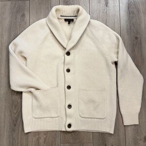 Banana Republic Beige Shawl Collar Wool Knit Cardigan Sweater - Cream - Large